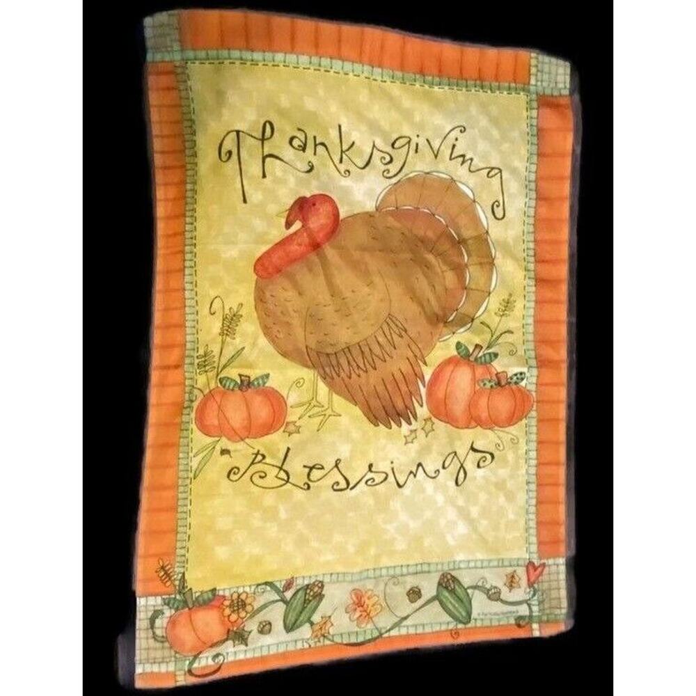 Pat Yuille Applejack Garden Flag Thanksgiving Blessings Signed Classroom Banner